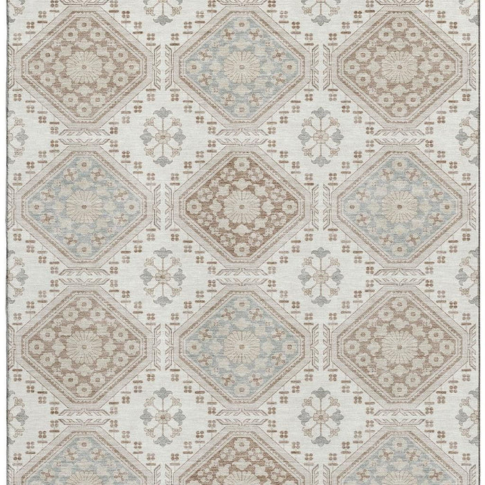 10' X 14' Floral Washable Area Rug With UV Protection (693732) - Ivory / Brown / Gray