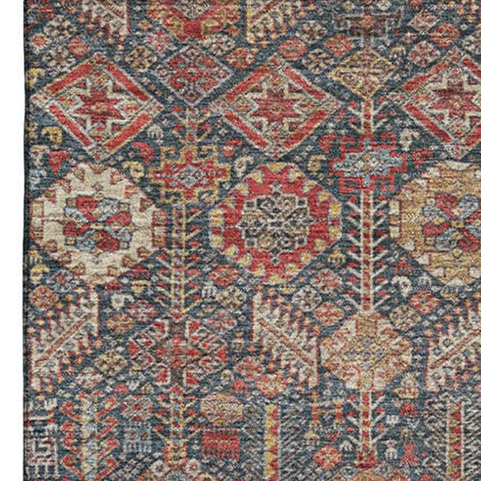 8' X 10' Tribal Washable Area Rug With UV Protection (649898) - Red / Gold / Gray