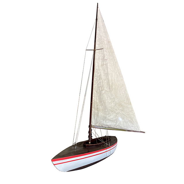 Hand Painted Model Boat - Black / Beige