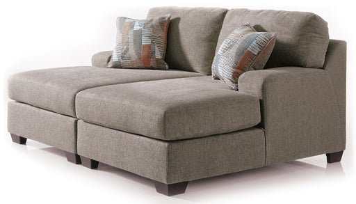 Benchcraft Newellen 2-Piece Super Chaise beige stationary sectional sofa with plush cushions and modern design.