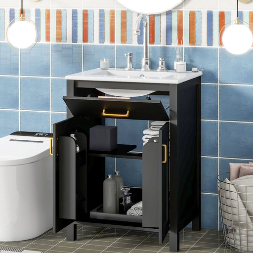 Giga bathroom vanity combo with ceramic sink, space-saving design, two soft-close doors, modern and luxurious bathroom vanities