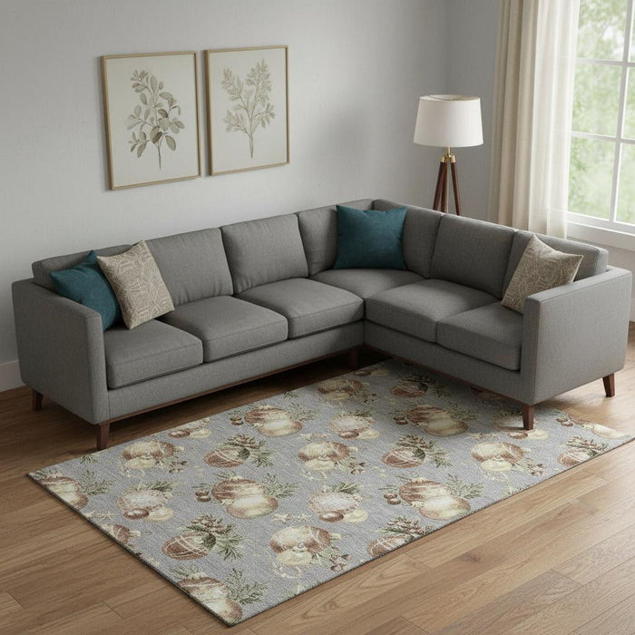 10' X 14' Polka Dot Washable Area Rug With UV Protection (702503) - Gray / Brown / Beige