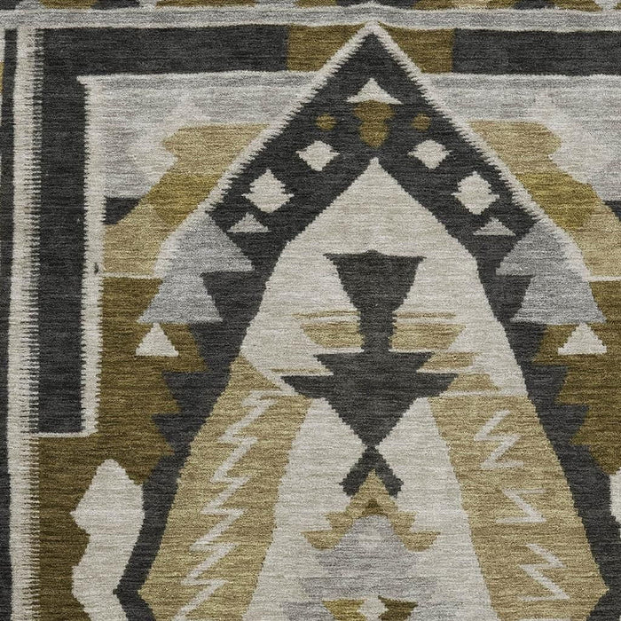 10' X 14' Tribal Washable Area Rug With UV Protection (707995) - Chocolate / Beige / Charcoal