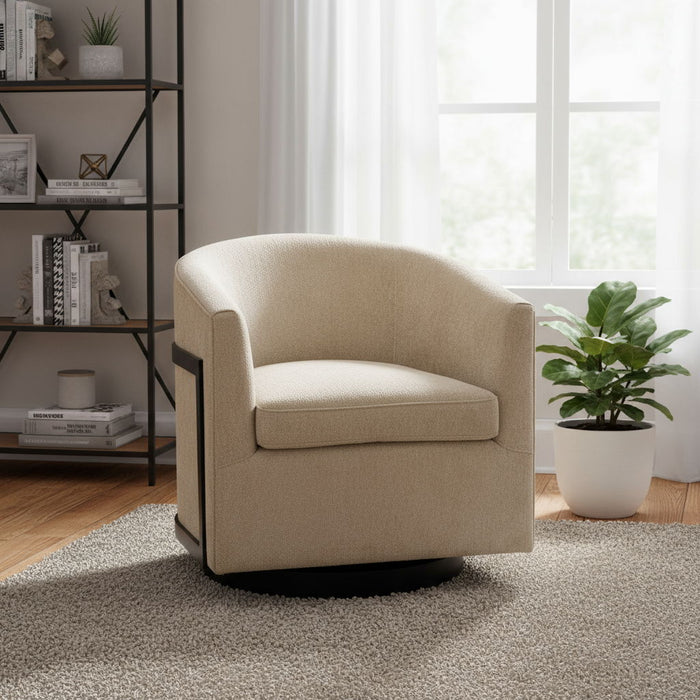 30" Upholstered Swivel Arm Chair - Beige