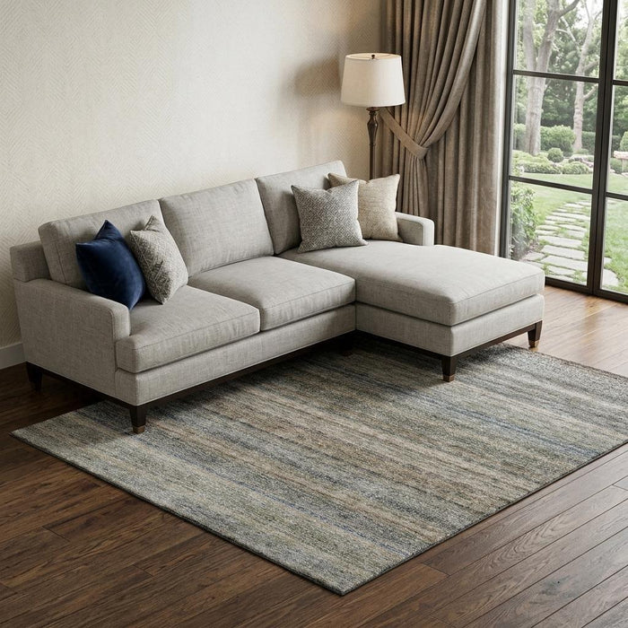 10' X 14' Striped Washable Area Rug With UV Protection (688057) - Taupe / Beige / Blue