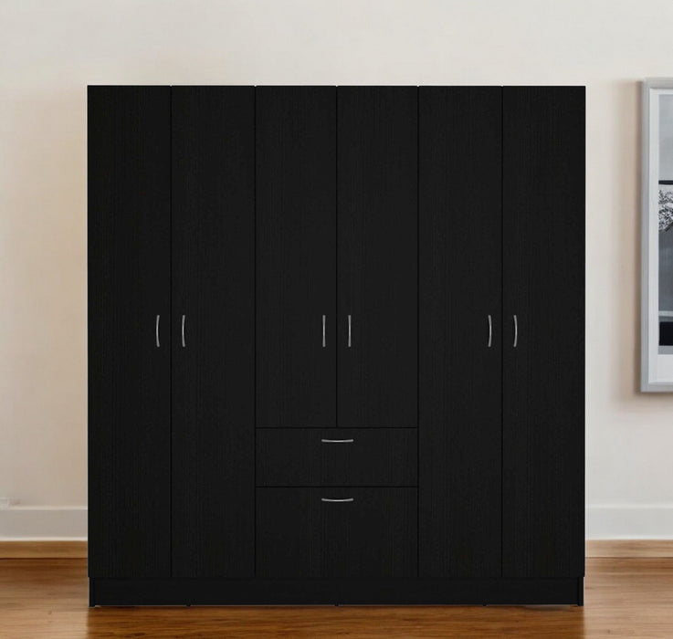 Tall Six Door Closet Wardrobe Center - Black / White