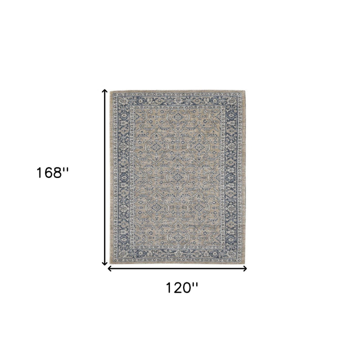 10' X 14' Wool Medallion Hand Woven Area Rug - Gold