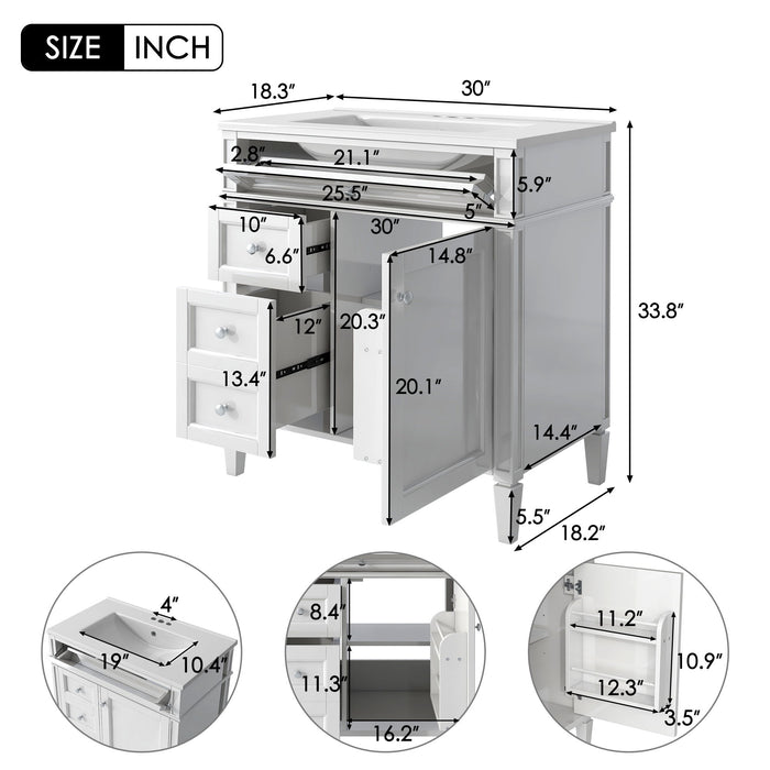 Modern Giga bathroom vanity with top sink, two drawers, and a tip-out drawer, featuring sleek bathroom storage cabinet design.