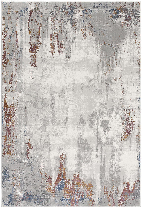 7' x 10' Modern Abstract Area Rug - Gray And Ivory