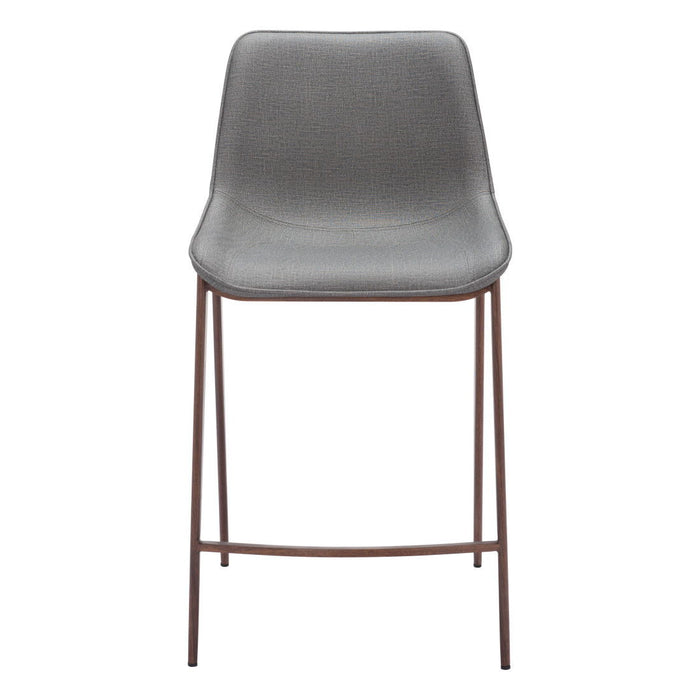 26" Modern Slate Faux Leather And Steel Counter Height Bar Chairs (Set of 2) - Gray