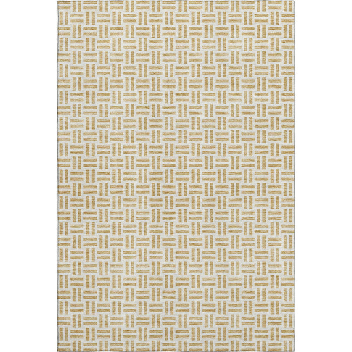 10' X 14' Geometric Washable Area Rug With UV Protection (677243) - Gold / Ivory