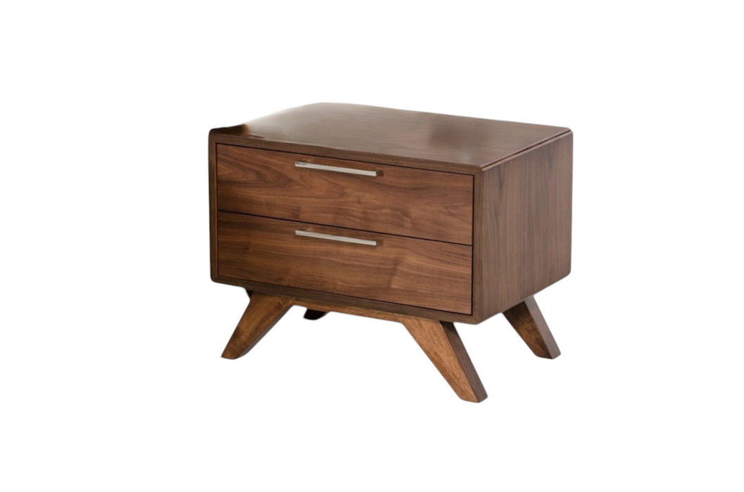 18" Wood And Solid Wood Two Drawer Nightstand - Dark Brown