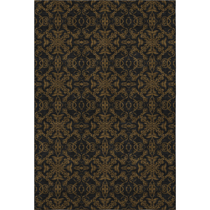 9' X 12' Medallion Washable Area Rug With UV Protection - Brown And Charcoal