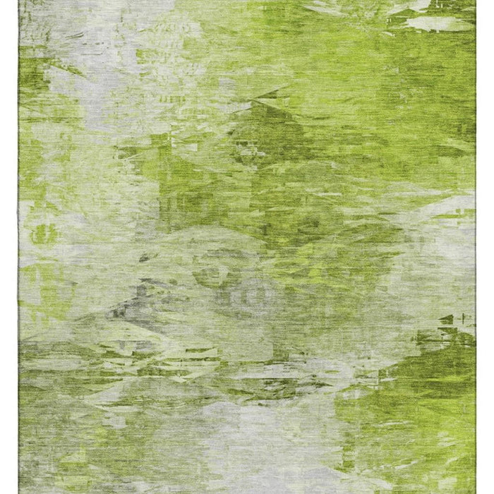 10' X 14' Abstract Washable Area Rug With UV Protection (650716) - Artichoke Green / Ivory