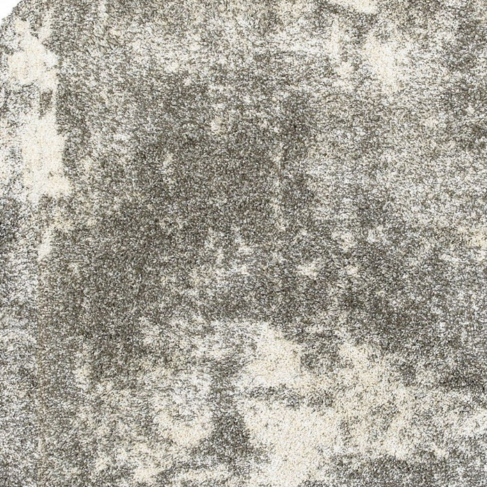 8' Round Distressed Abstract Area Rug - Gray And Ivory
