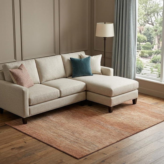 10' X 14' Striped Washable Area Rug With UV Protection (692619) - Copper / Ivory / Gray