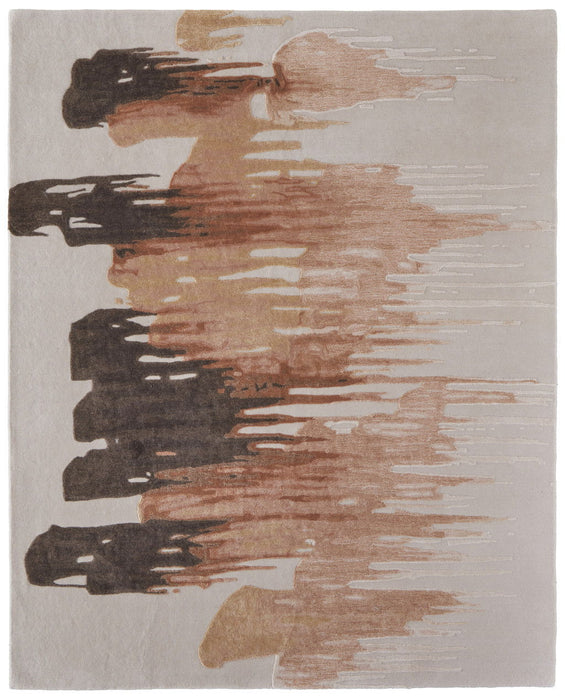 10' x 14' Abstract Hand Tufted Area Rug - Tan Brown And Orange