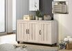 Giga Corby oak finish 3-door shoe cabinet in dusty gray with sleek design and ample storage for footwear organization.