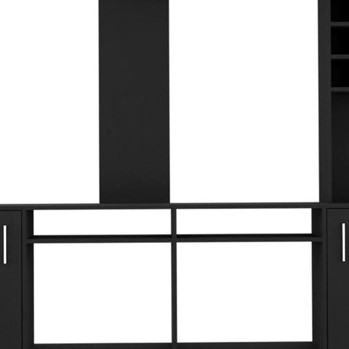 Particle Board Open Shelving Entertainment Center - Black