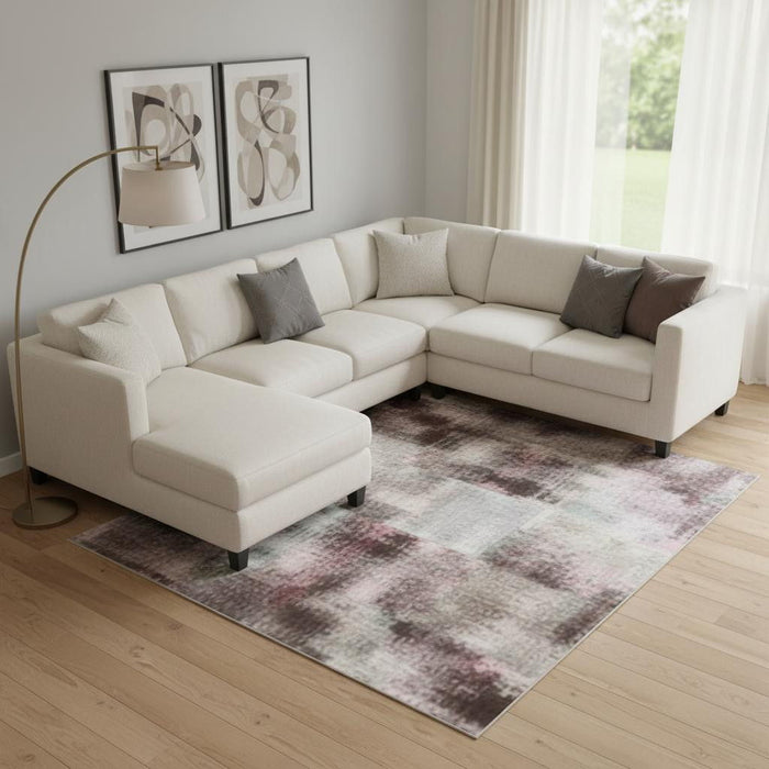 10' X 14' Abstract Washable Area Rug With UV Protection (710178) - Blush / Gray