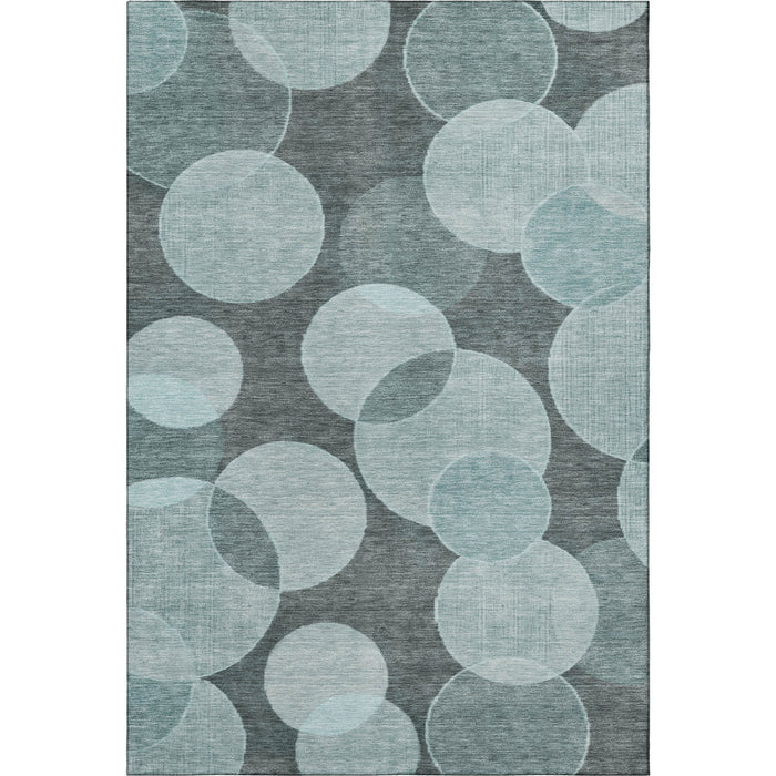 10' X 14' Geometric Washable Area Rug With UV Protection (700181) - Teal / Sky Blue