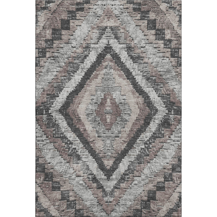10' X 14' Diamond Washable Area Rug With UV Protection (707089) - Taupe / Charcoal / Gray