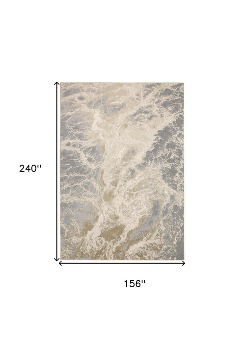13' x 20' Abstract Modern Area Rug - Gray And Ivory