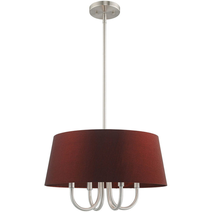 20" Four Light Dimmable Chandelier With Shades - Nickel