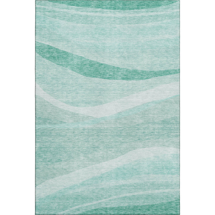 10' X 14' Abstract Washable Area Rug With UV Protection (684262) - Aqua / Ivory