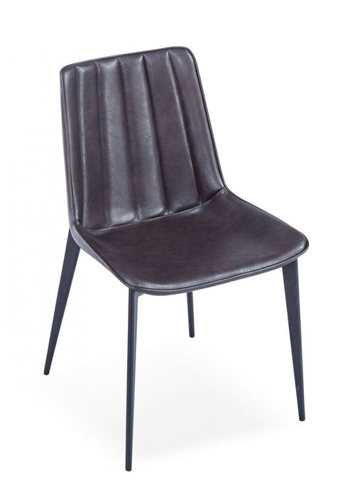 Contemporary Upholstered Faux Leather Dining Side Chairs (Set of 2) - Brown