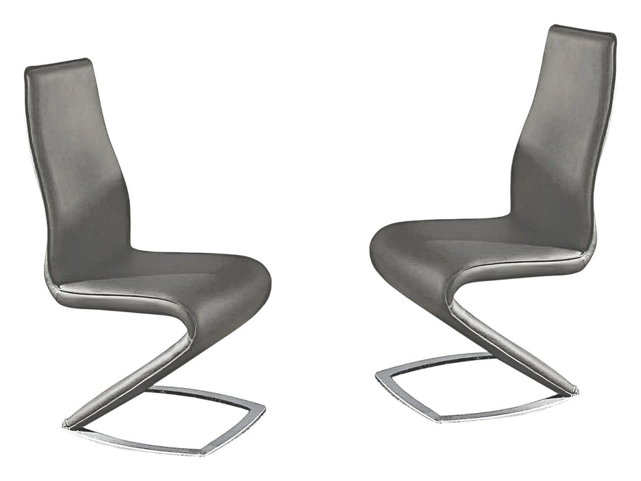 Dining Side Chairs Upholstered Faux Leather (Set of 2) - Silver / Gray