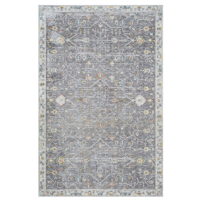 10' x 14' Floral Area Rug - Gray And Ivory