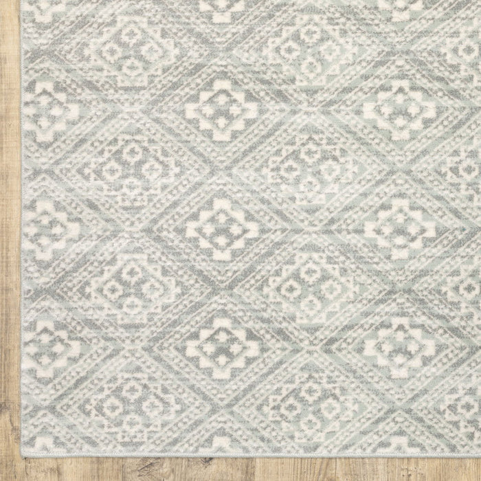 10' x 13' Geometric Power Loom Stain Resistant Area Rug - Gray