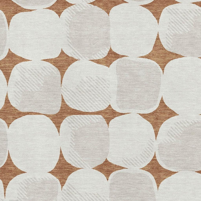 10' X 14' Abstract Geometric Washable Area Rug With UV Protection (669222) - Rust / Ivory