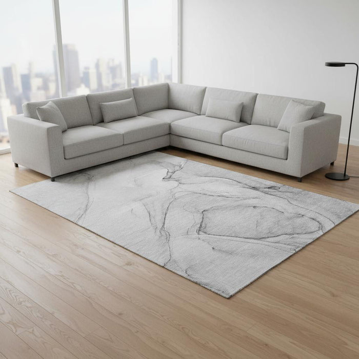 10' X 14' Abstract Washable Area Rug With UV Protection (646626) - Gray / Charcoal