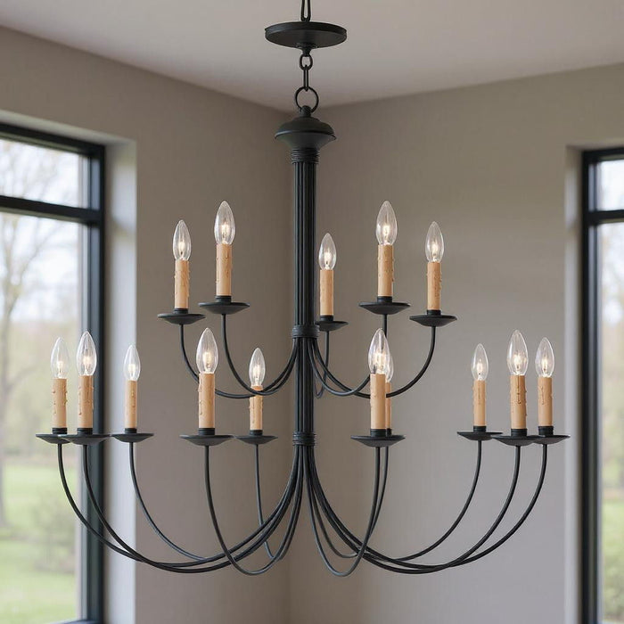 33" Multi Light Dimmable Chandelier With Shades - Black