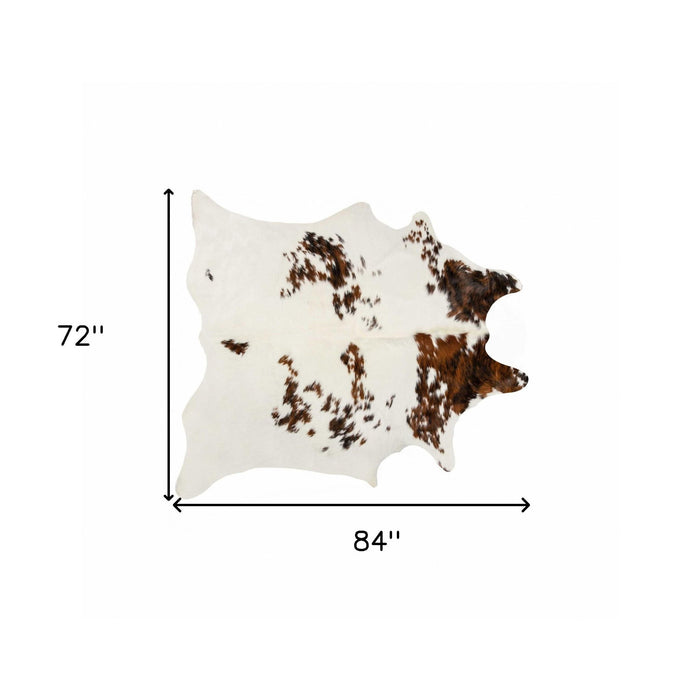 72' x 84' Cowhide Area Rug - Brown And White