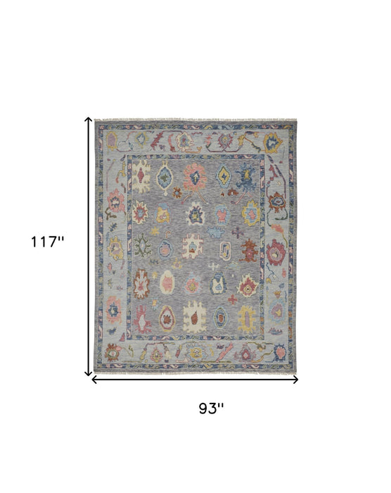 8' X 10' Persian Wool Oriental Hand Knotted Area Rug With Fringe - Gray