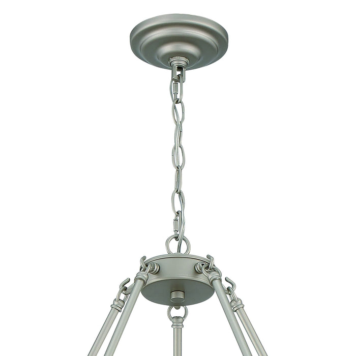 Shaded Ten Light Metal Dimmable Chandelier With Shades - Silver