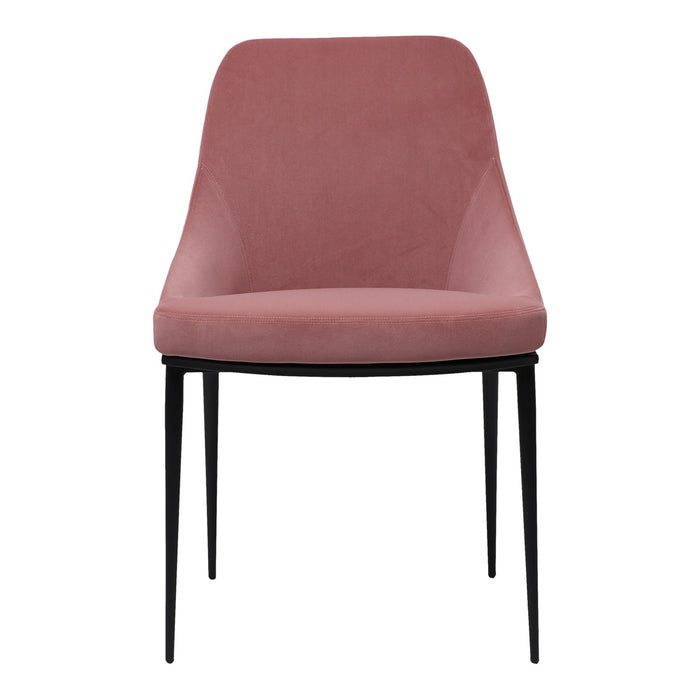Upholstered Velvet Dining Side Chairs (Set of 2) - Pink / Black