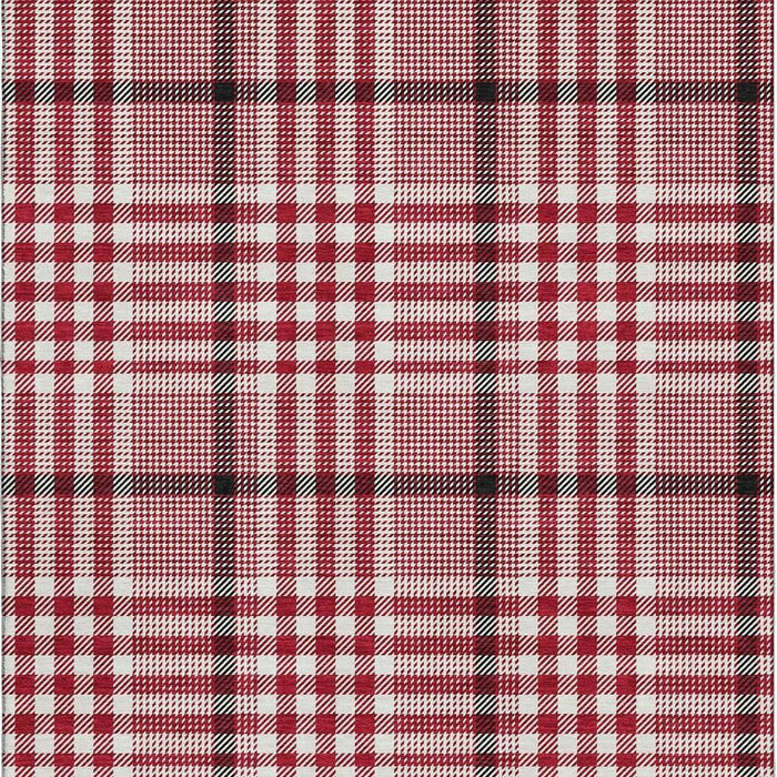10' X 14' Plaid Washable Area Rug With UV Protection (682667) - Red / Ivory / Black