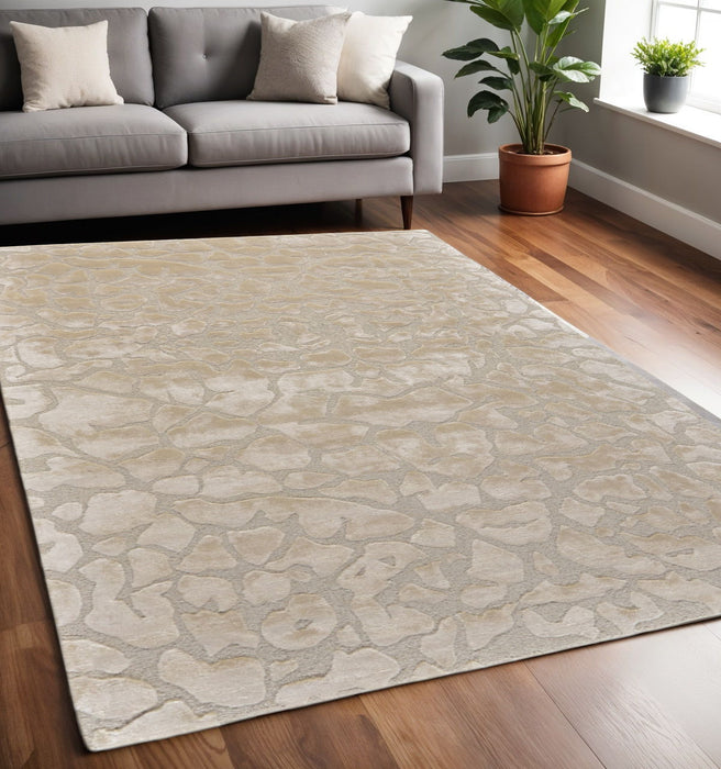 5' x 8' Abstract Tufted Handmade Area Rug - Ivory Taupe And Tan