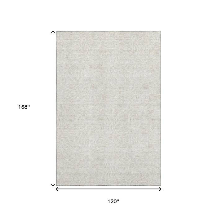 10' X 14' Floral Washable Area Rug With UV Protection (672617) - Ivory / Beige