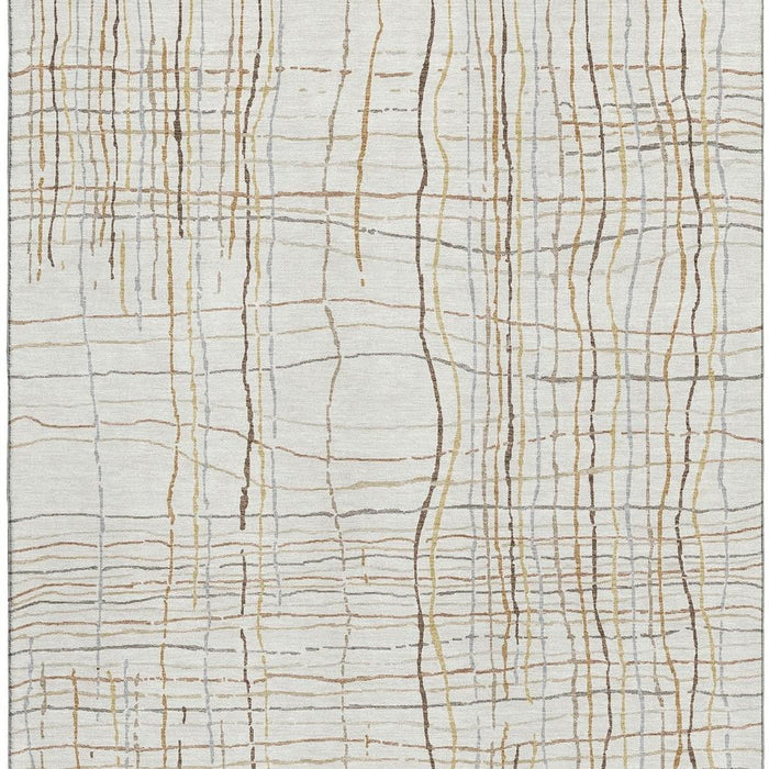 10' X 14' Striped Washable Area Rug With UV Protection (678562) - Ivory / Gold / Gray