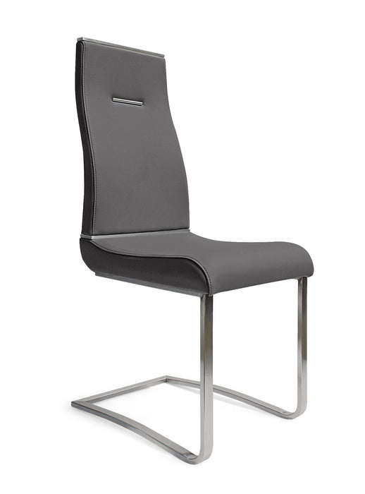 Upholstered Faux Leather Dining Side Chairs (Set of 2) - Dark Gray / Silver
