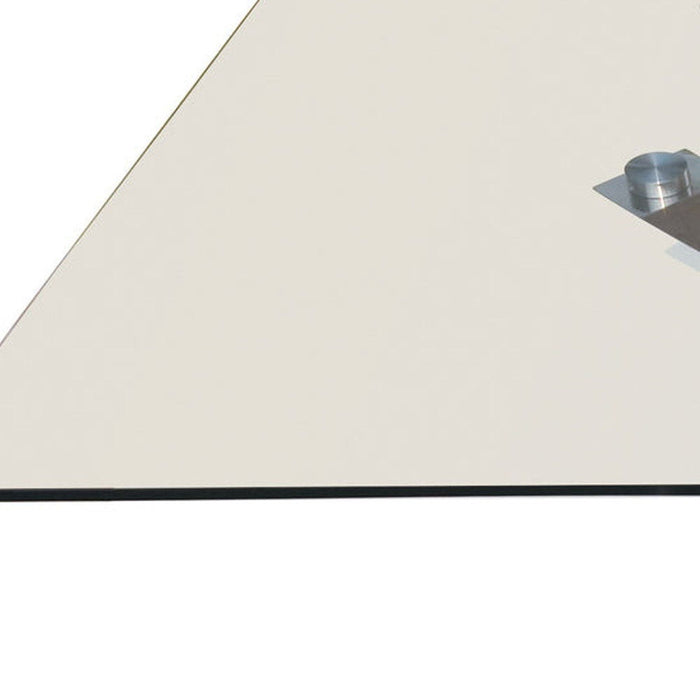 Glass And Metal Cross Leg Base Square Dining Table - Clear