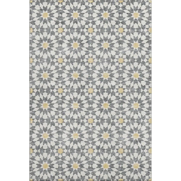 10' X 14' Geometric Washable Area Rug With UV Protection - Gray