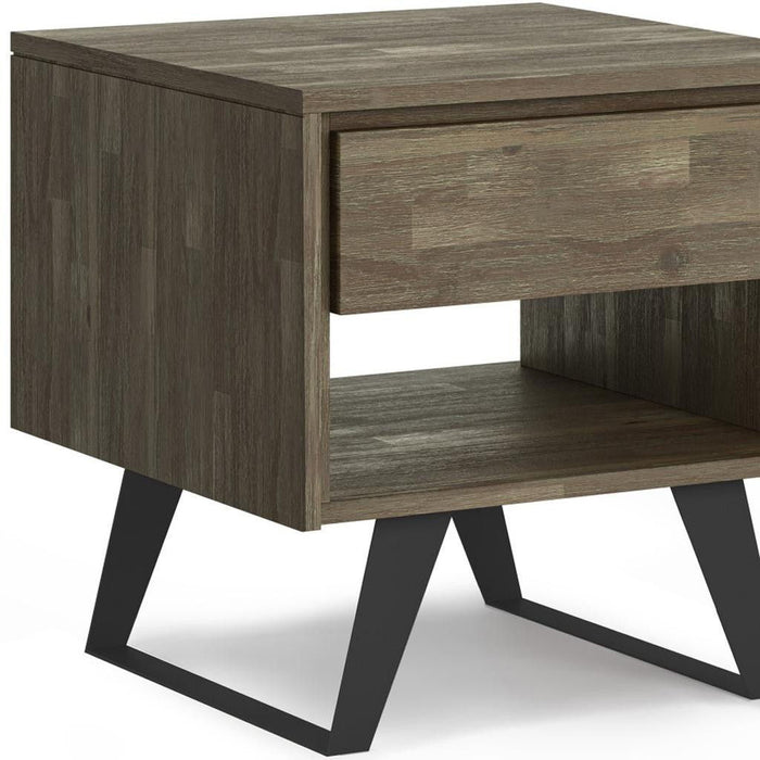 Metal Square End Table - Gray