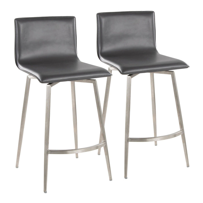 Mason - 26" Upholstered Fixed-Height Counter Stool With Swivel (Set of 2) - Stainless Steel