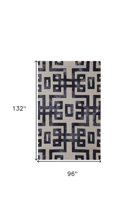 8' x 11' Wool Tufted Handmade Area Rug - Ivory And Black
